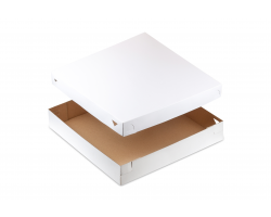 Коробка для осетинских пирогов 400х400х70 белая без печати