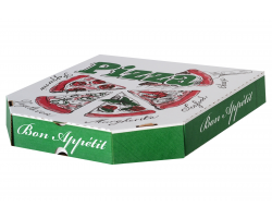 Коробка для пиццы 250*250*40 мм. Белая с общей печатью