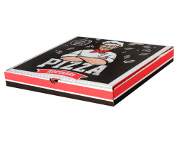 Коробка для пиццы 310*310*45 мм. Белая с прямыми углами, печать 2 цвета