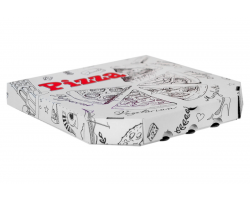 Коробка для пиццы 300*300*35 мм. Белая с общей печатью